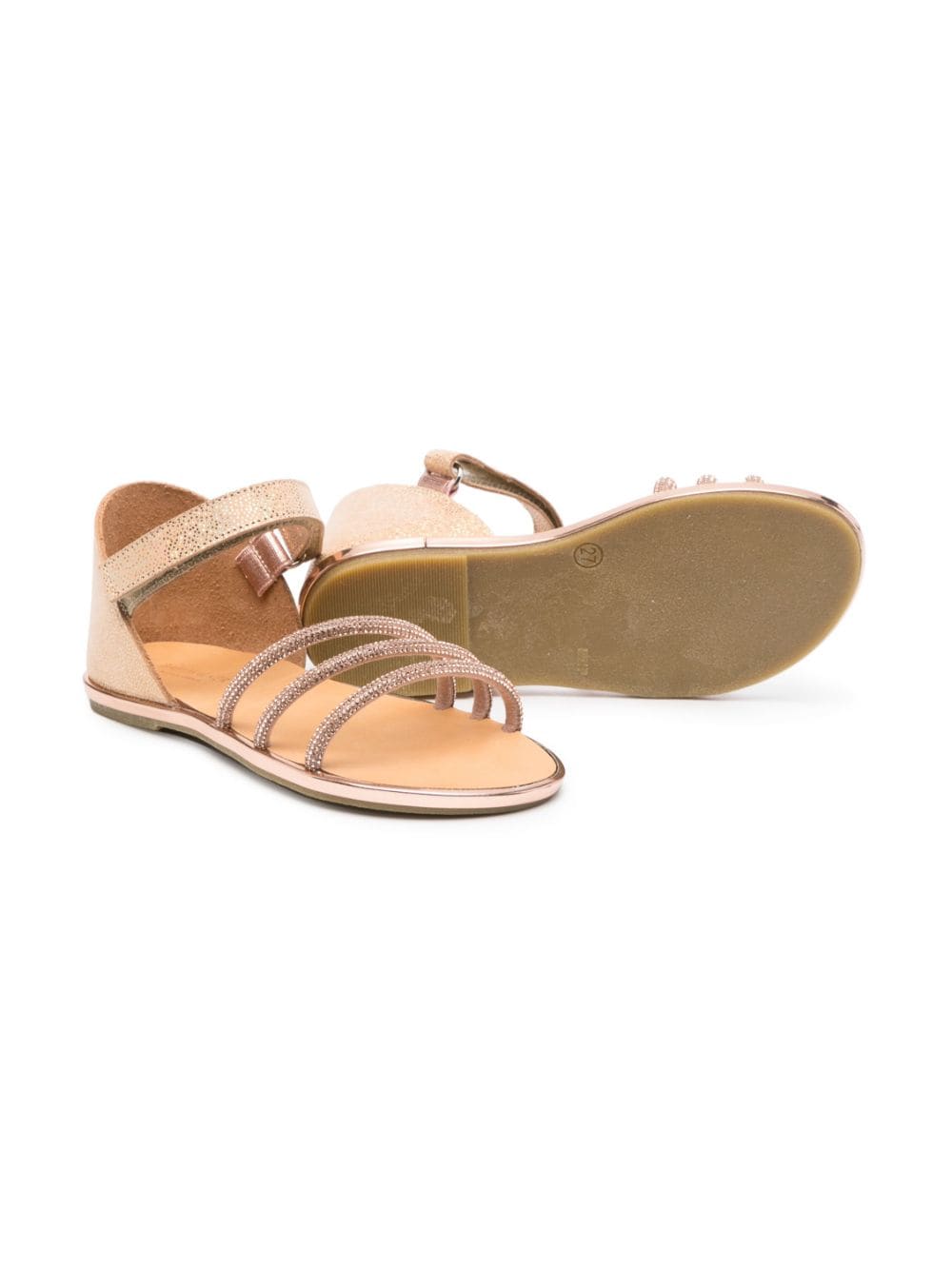 Shop Babywalker Crystal-embellished Touch-strap Sandals In Neutrals