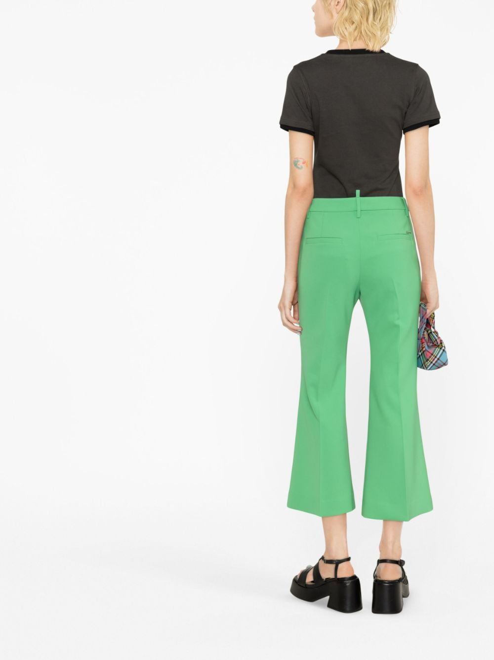 Shop Dsquared2 Kick-flare Cropped Trousers In Green