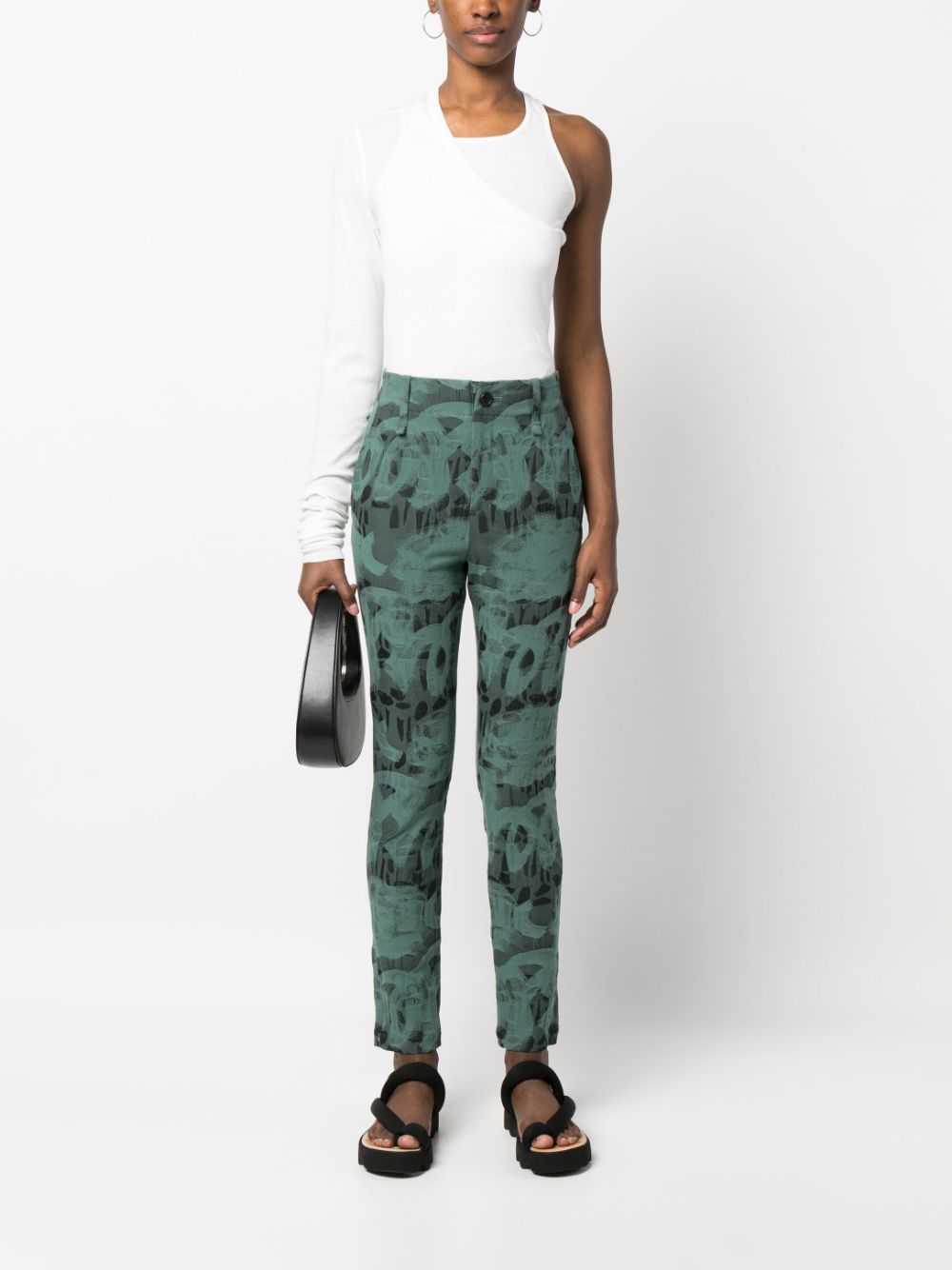 Issey Miyake Broek met print - Groen