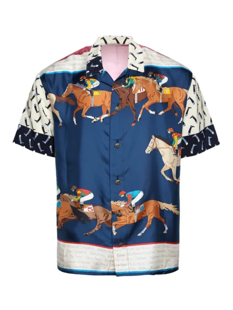 J. Logan Home Brissen horse-racing print shirt