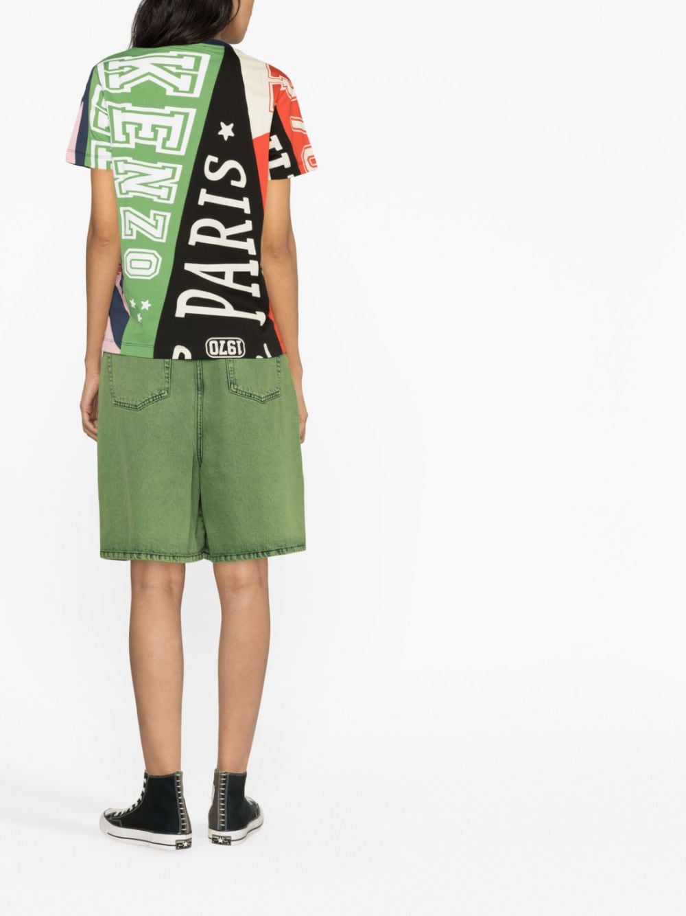 Shop Kenzo Flag Logo-print Cotton T-shirt In Green