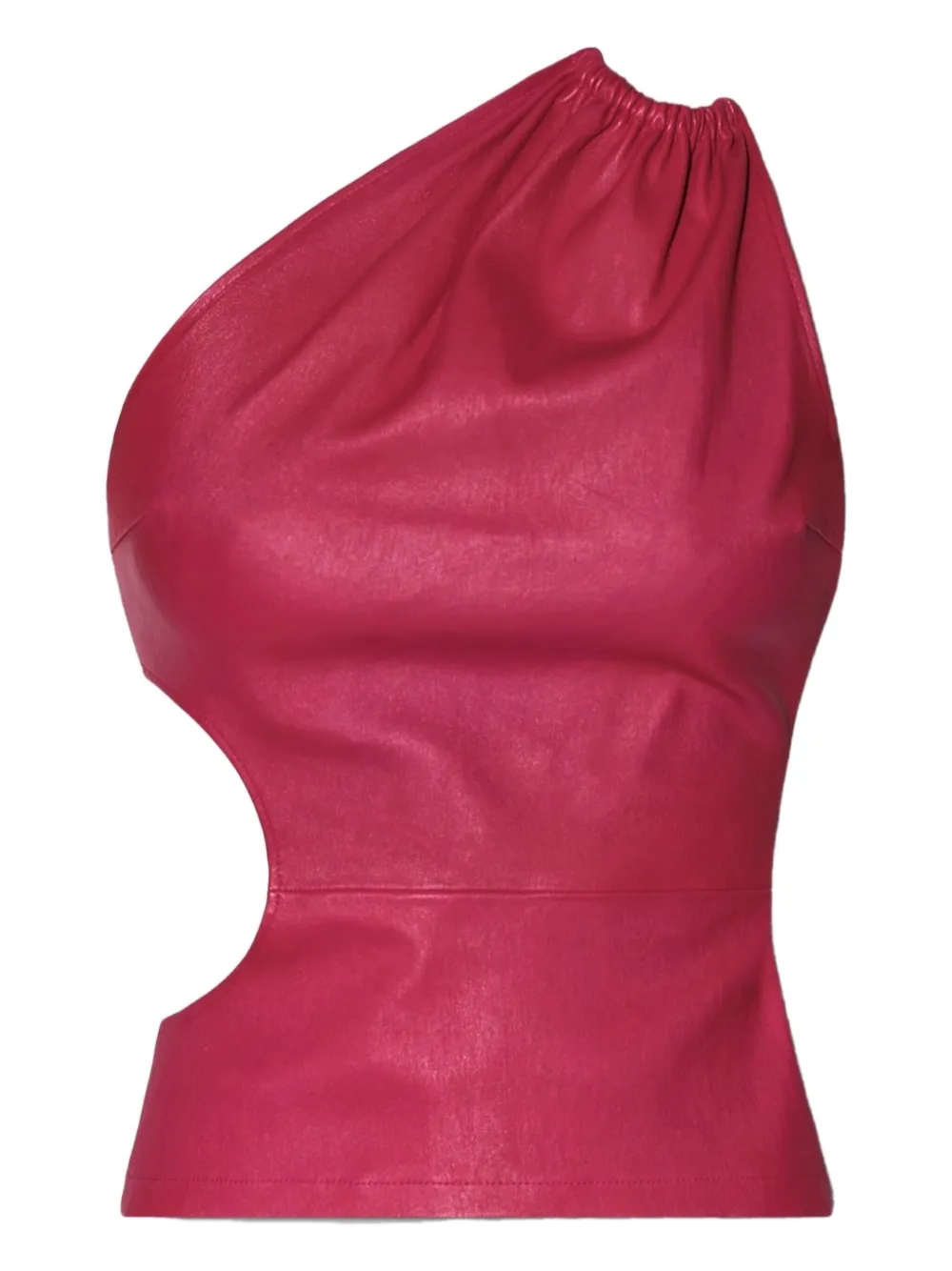 Amiri Asymmetric Cutout Leather One-shoulder Tank Top In Pink