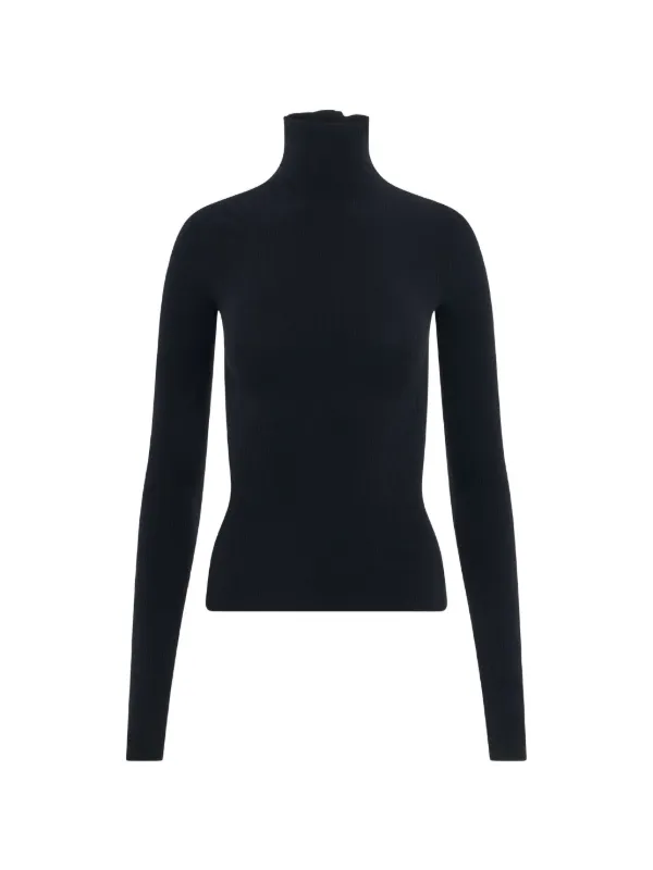 Balenciaga Ribbed-knit Roll-neck Sweater in Black
