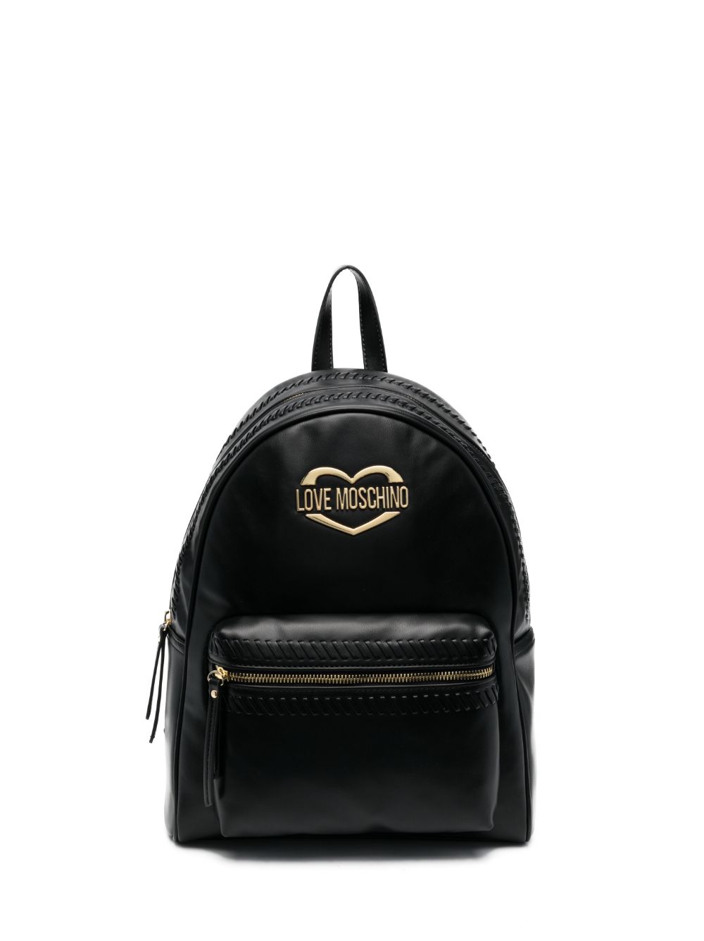 Love Moschino Logo-plaque Whipstitch-trim Backpack In Black