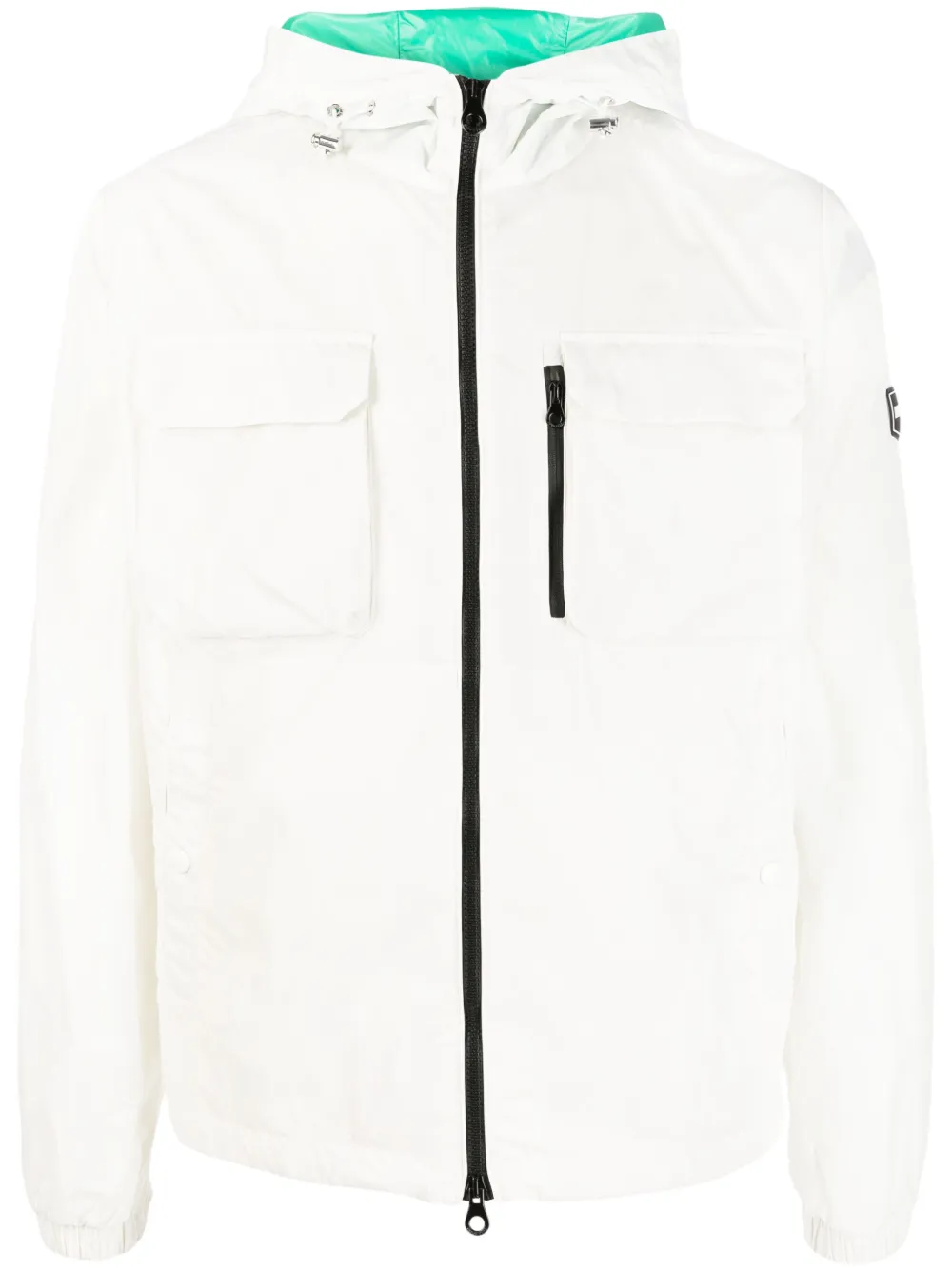 Duvetica Logo-patch Zip-up Hooded Jacket In Neutrals