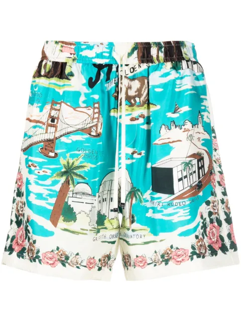 AMIRI graphic-print silk shorts