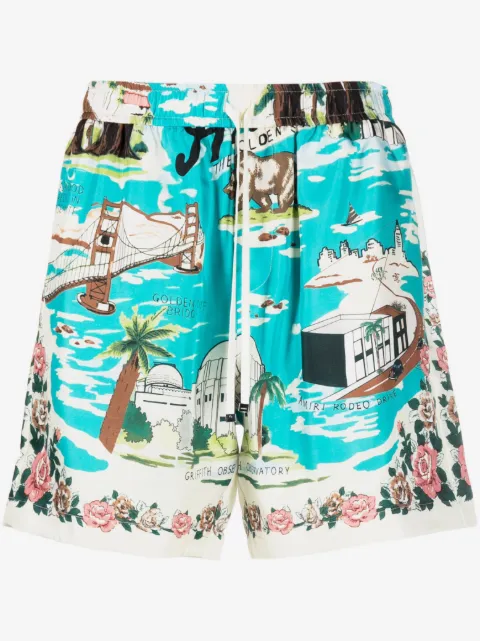 AMIRI bermudas de seda con estampado gráfico