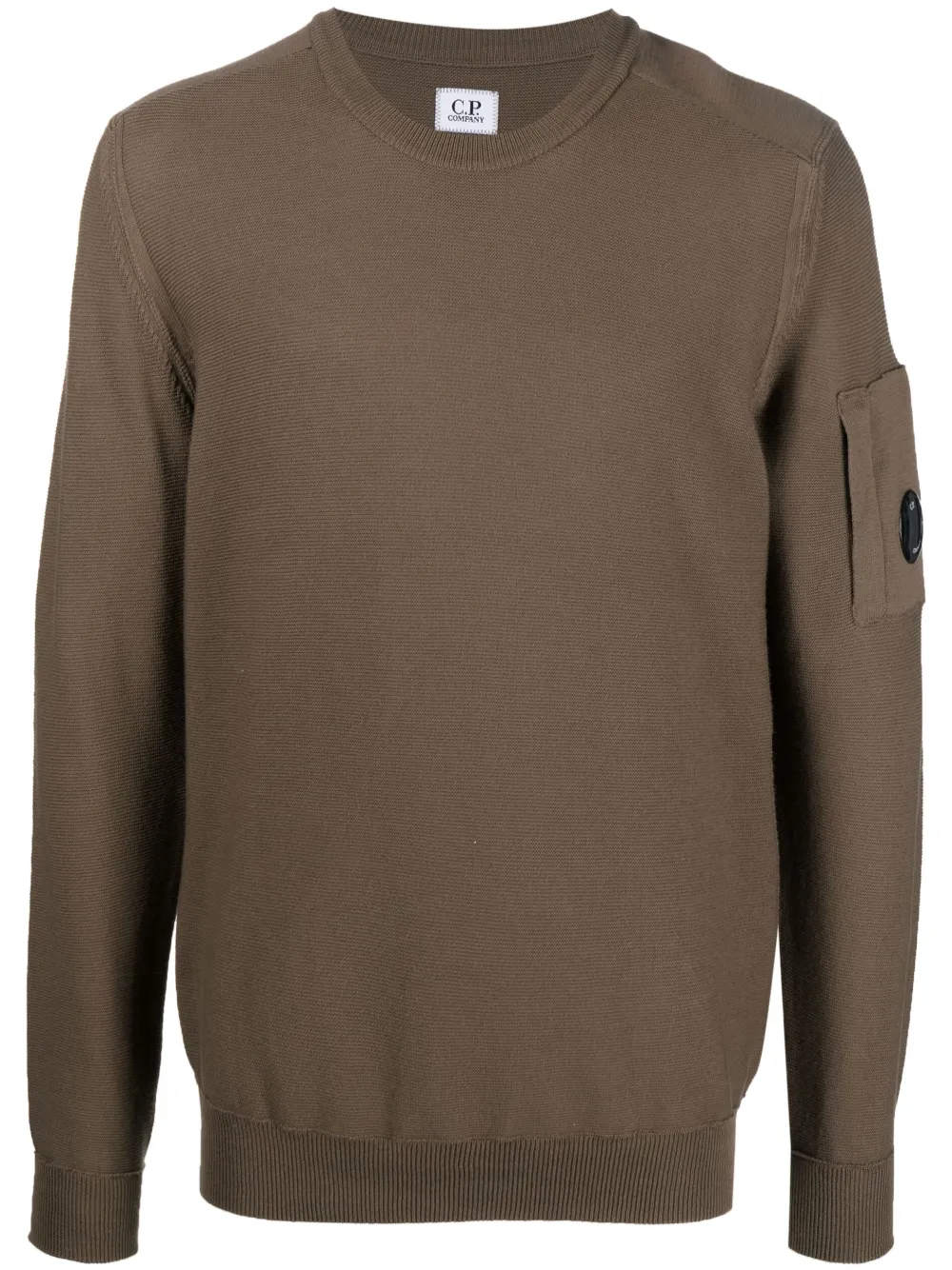 C.p. Company Diagonal Raised Fleece Crew Neck Sweatshirt In Brown