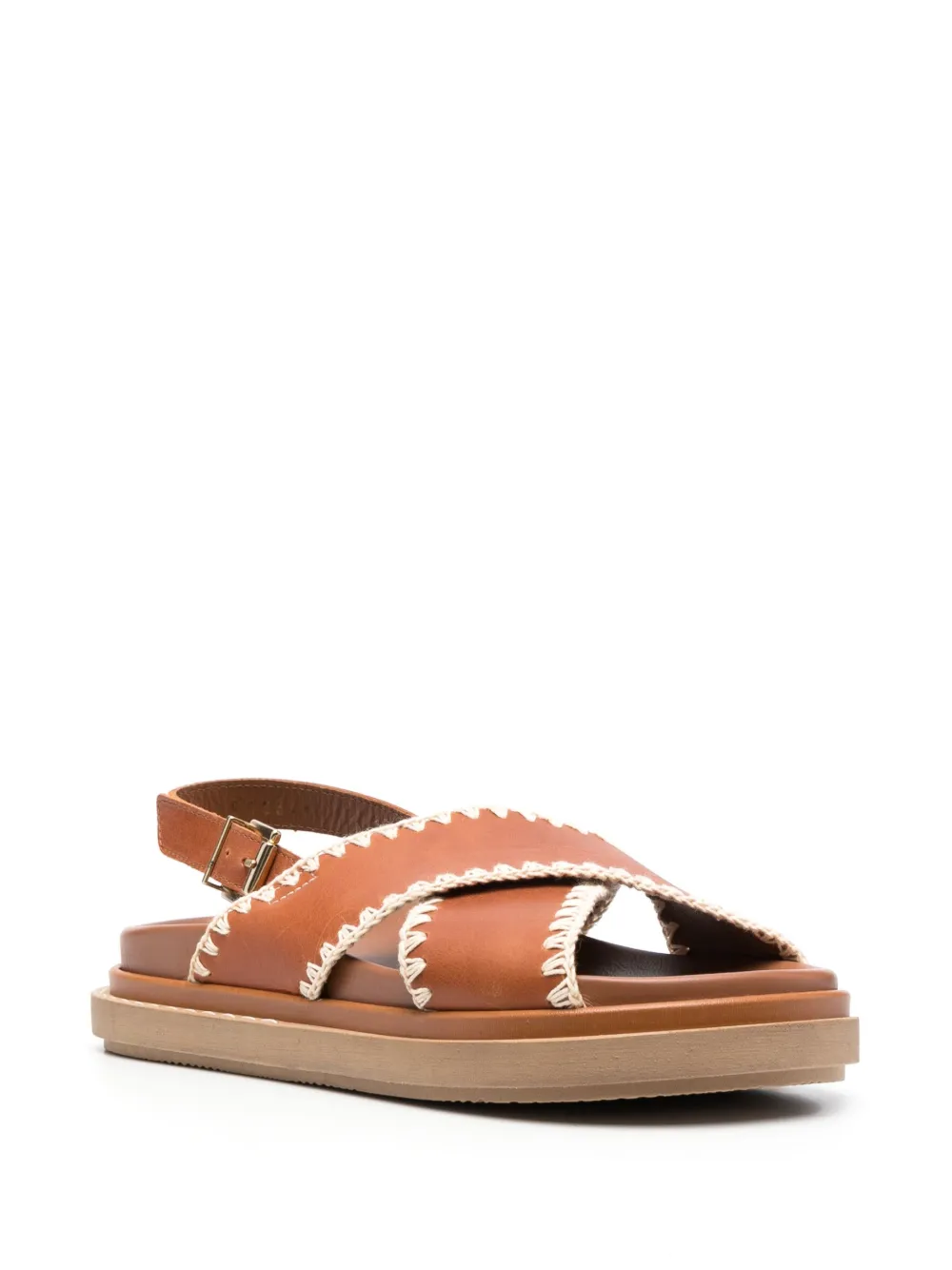 ALOHAS Marshmallow leren sandalen - Bruin