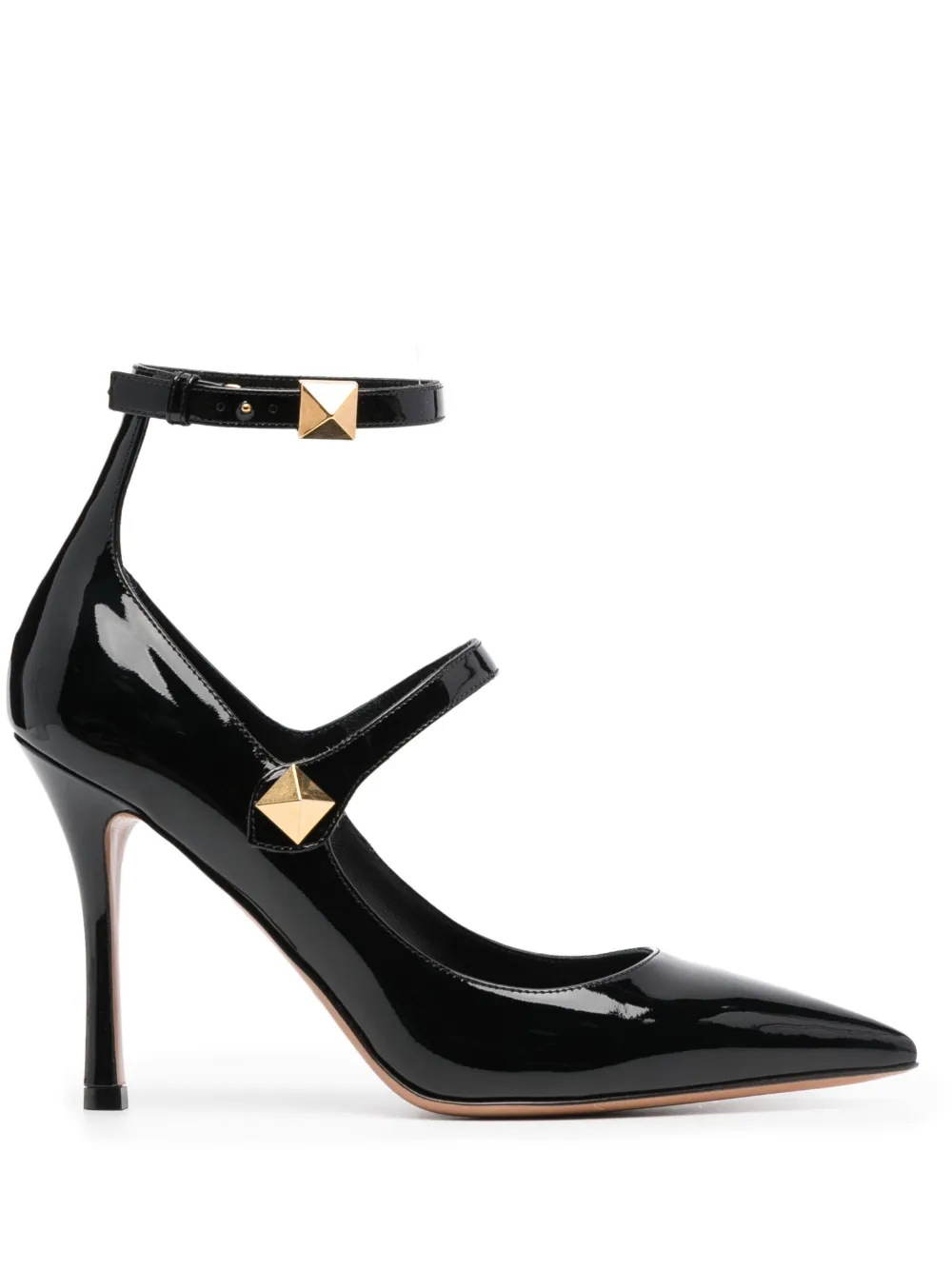 Valentino Roman Stud 100 Patent Pumps In Black