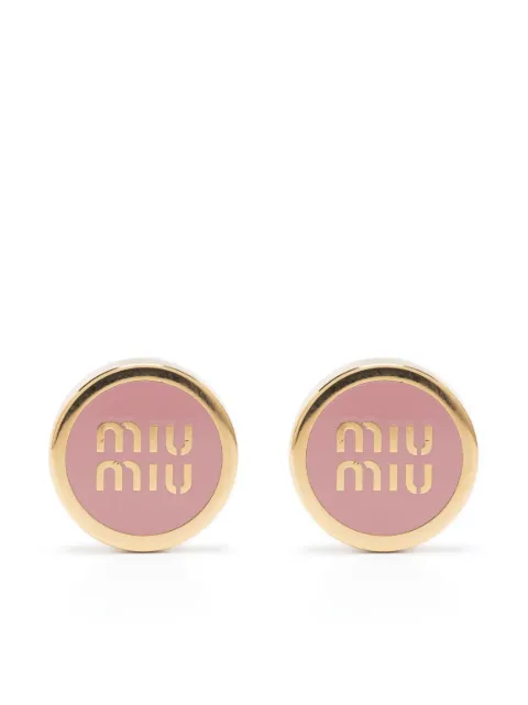 Miu Miu aretes con logo en relieve