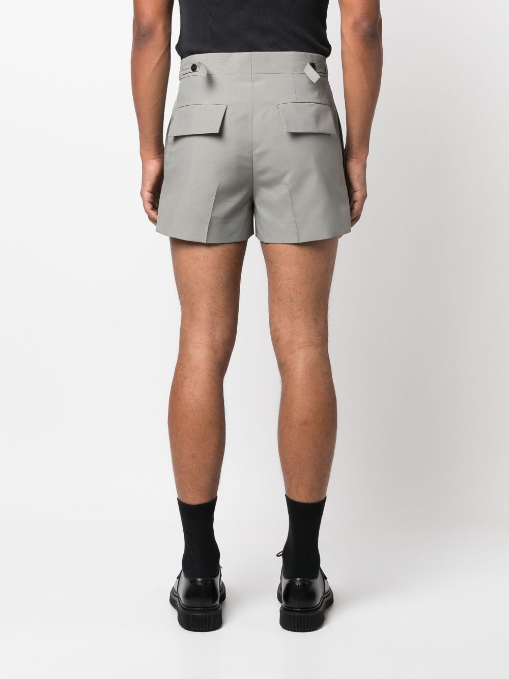 Shop Sapio Pressed-crease Striped Tailored Shorts In Neutrals