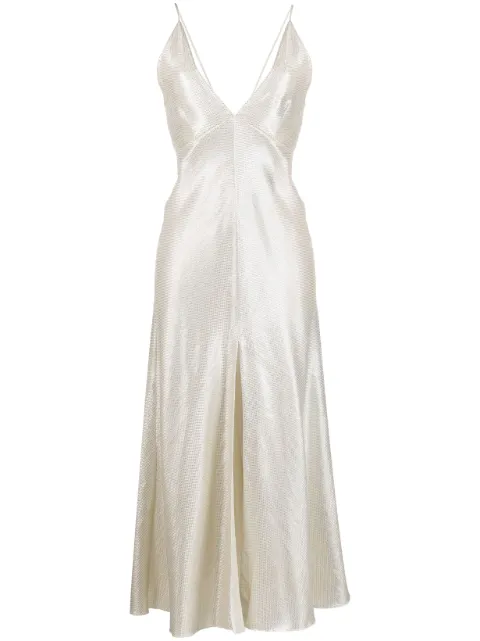 "Music" lurex jacquard dress V-neck dress
