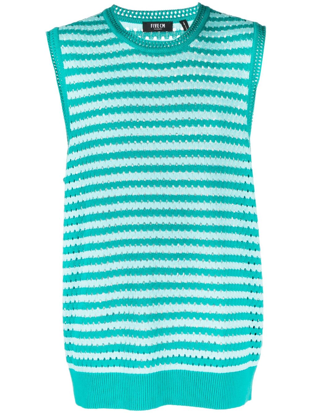 Five Cm Striped Sleeveless Jumper In Green