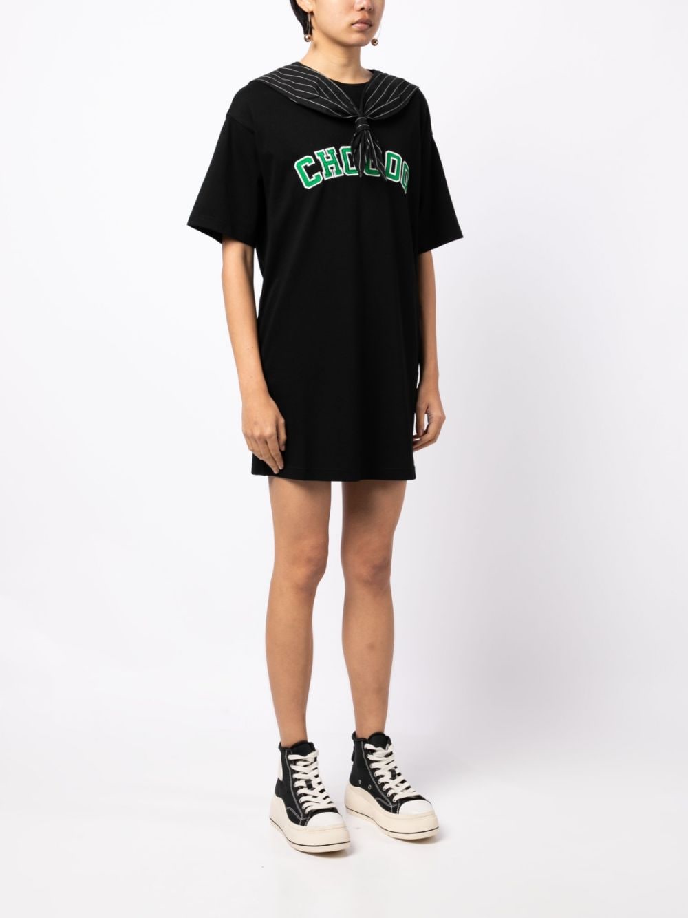 Shop Chocoolate Logo-embroidered T-shirt Dress In Black