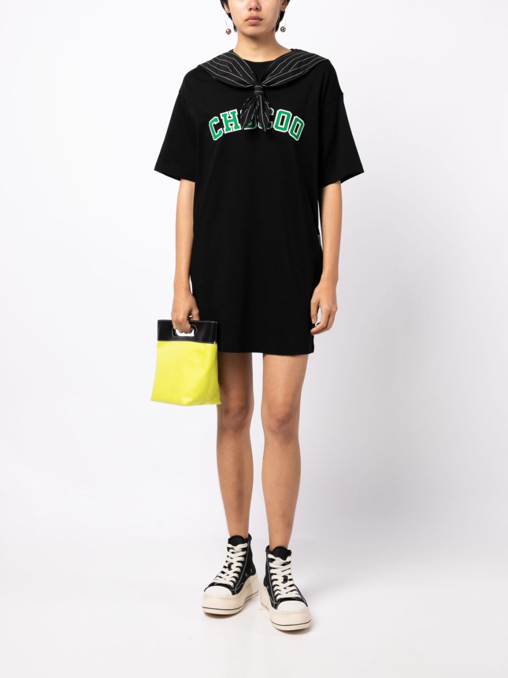 Shop Chocoolate Logo-embroidered T-shirt Dress In Black