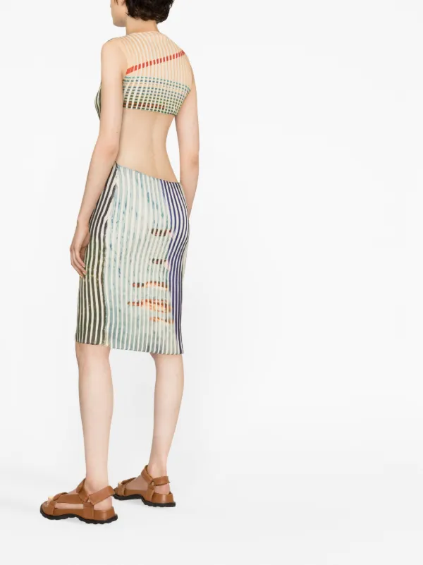 Eckhaus Latta Graphic-print Knitted Midi Dress - Green