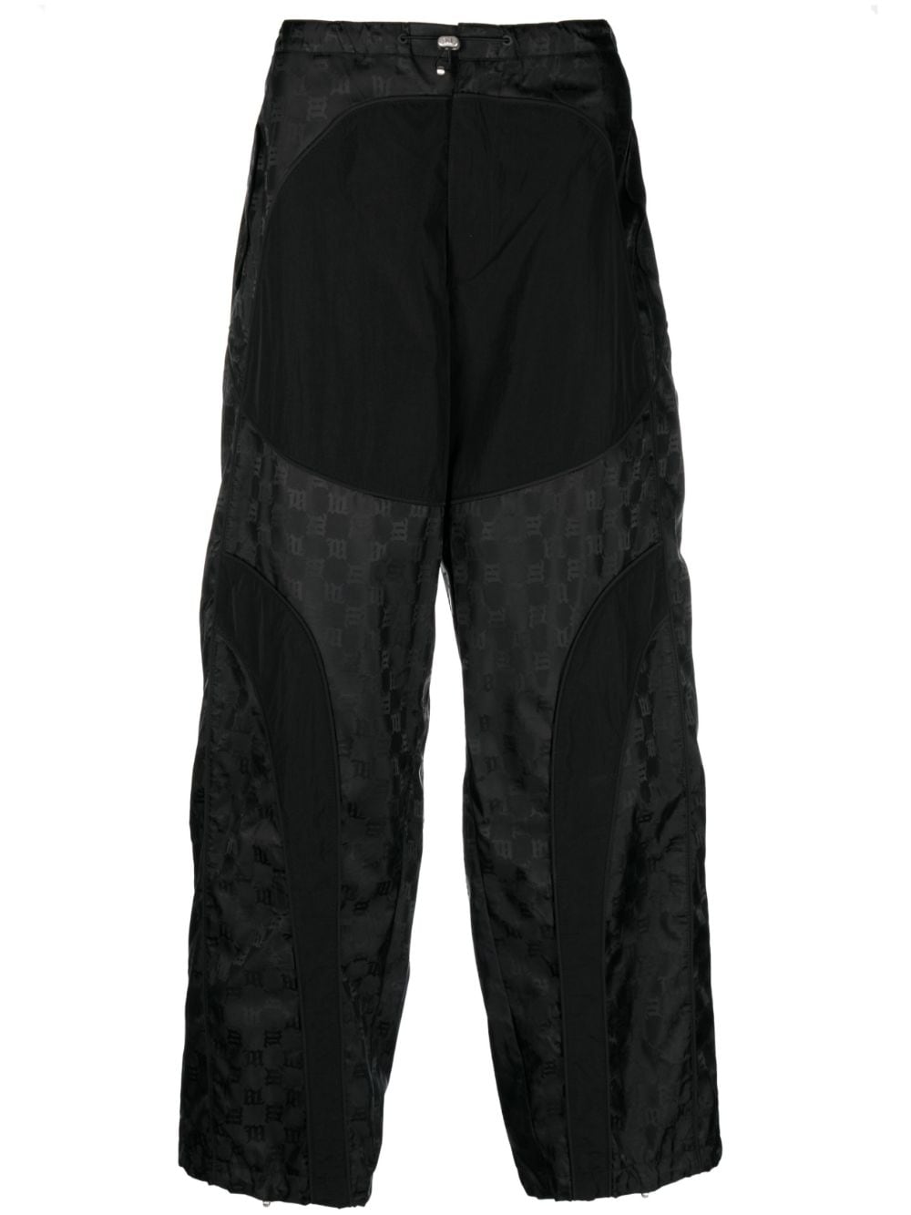 Misbhv Monogram-jacquard Wide-leg Trousers In Black