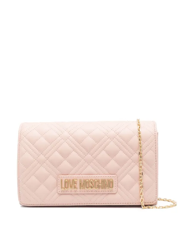 Love Moschino logo lettering Quilted Crossbody Bag Farfetch