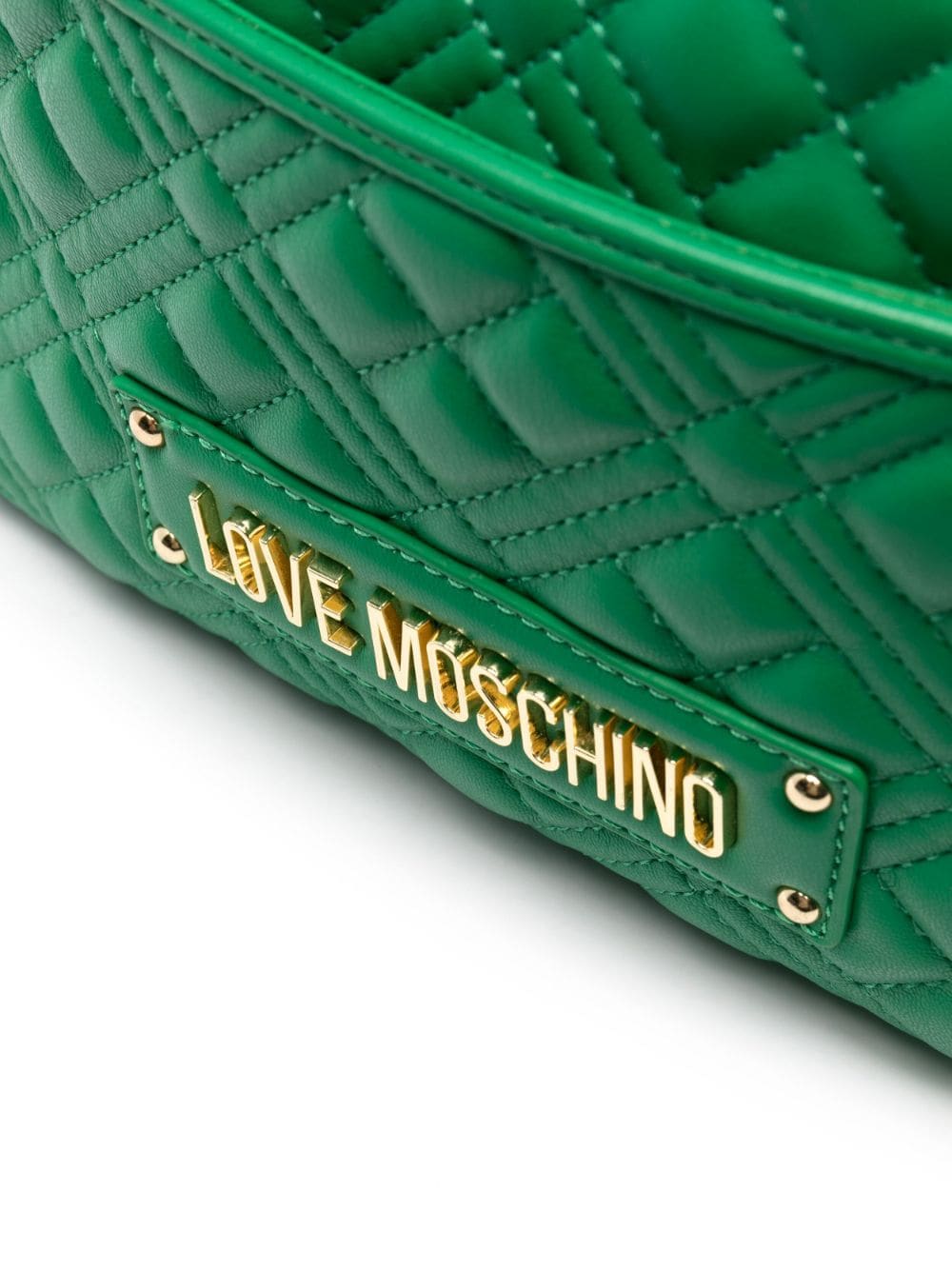Shop Love Moschino Quilted Logo-plaque Backpack In Green
