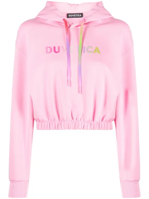 logo-print cropped hoodie