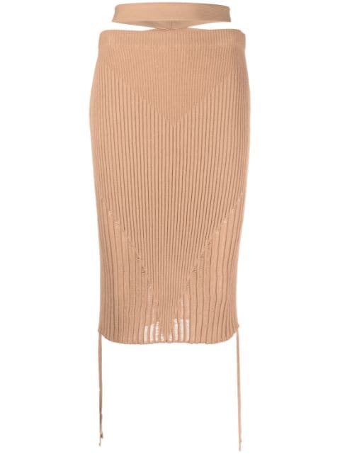 ANDREĀDAMO ribbed-knit pencil skirt 