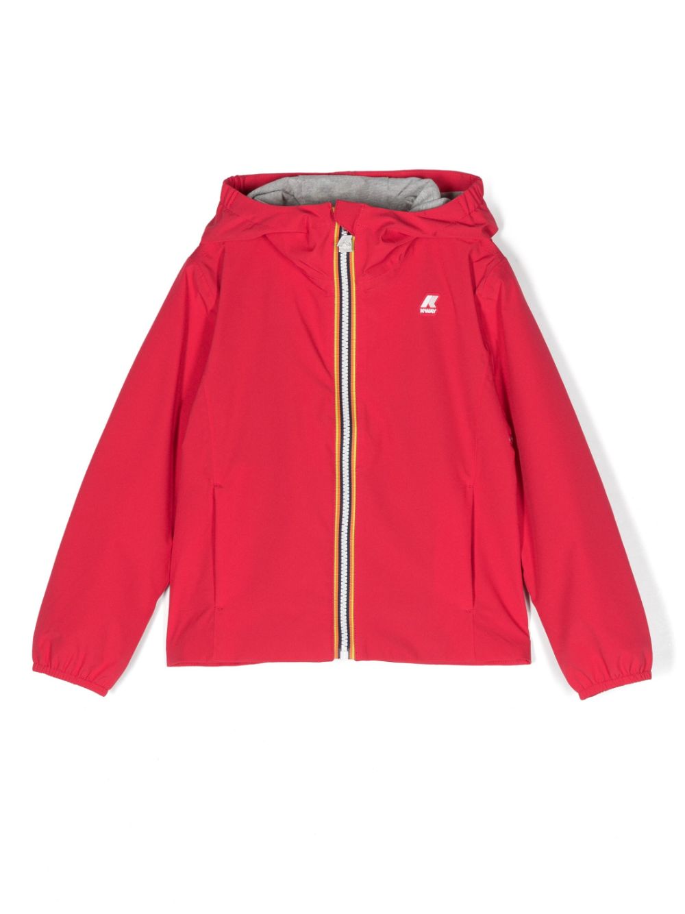 K Way Kids logo-patch zip-up jacket - Red