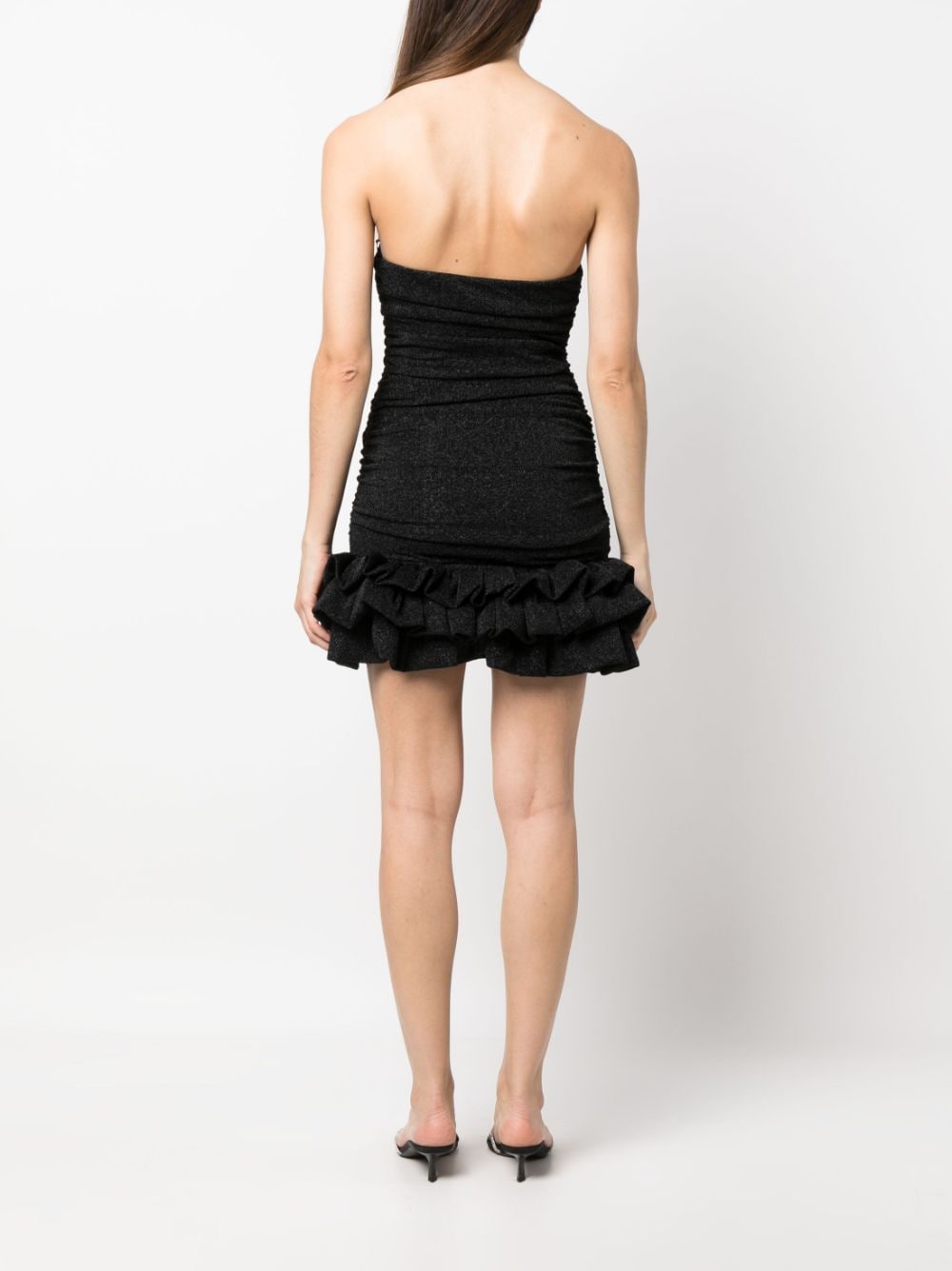 Shop Amen Ruffle-detail Gathered Dress In Black