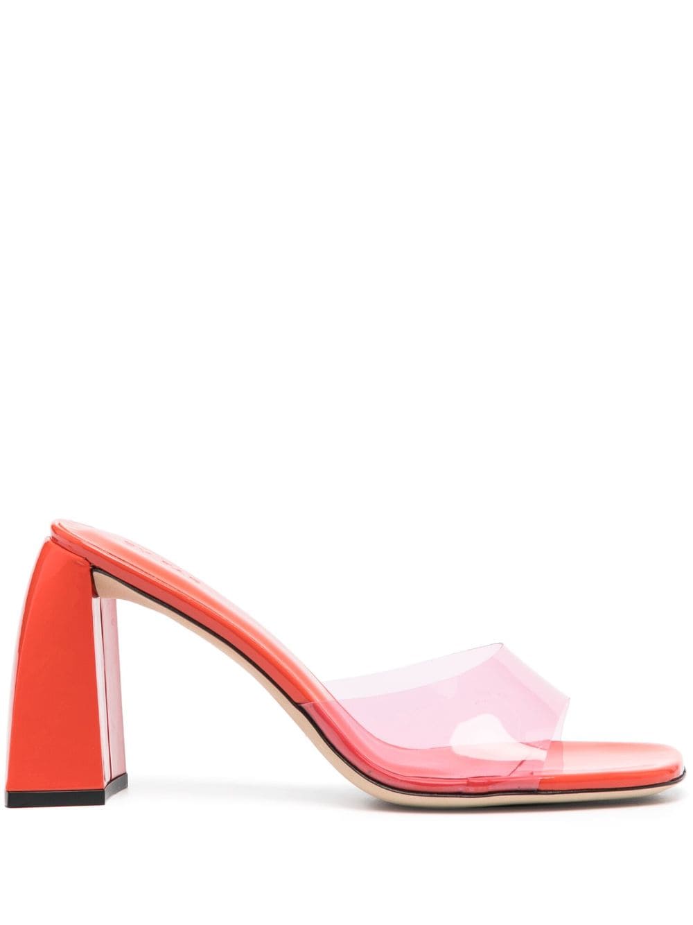 Shop By Far Michele 100mm Patent-leather Mules In Orange