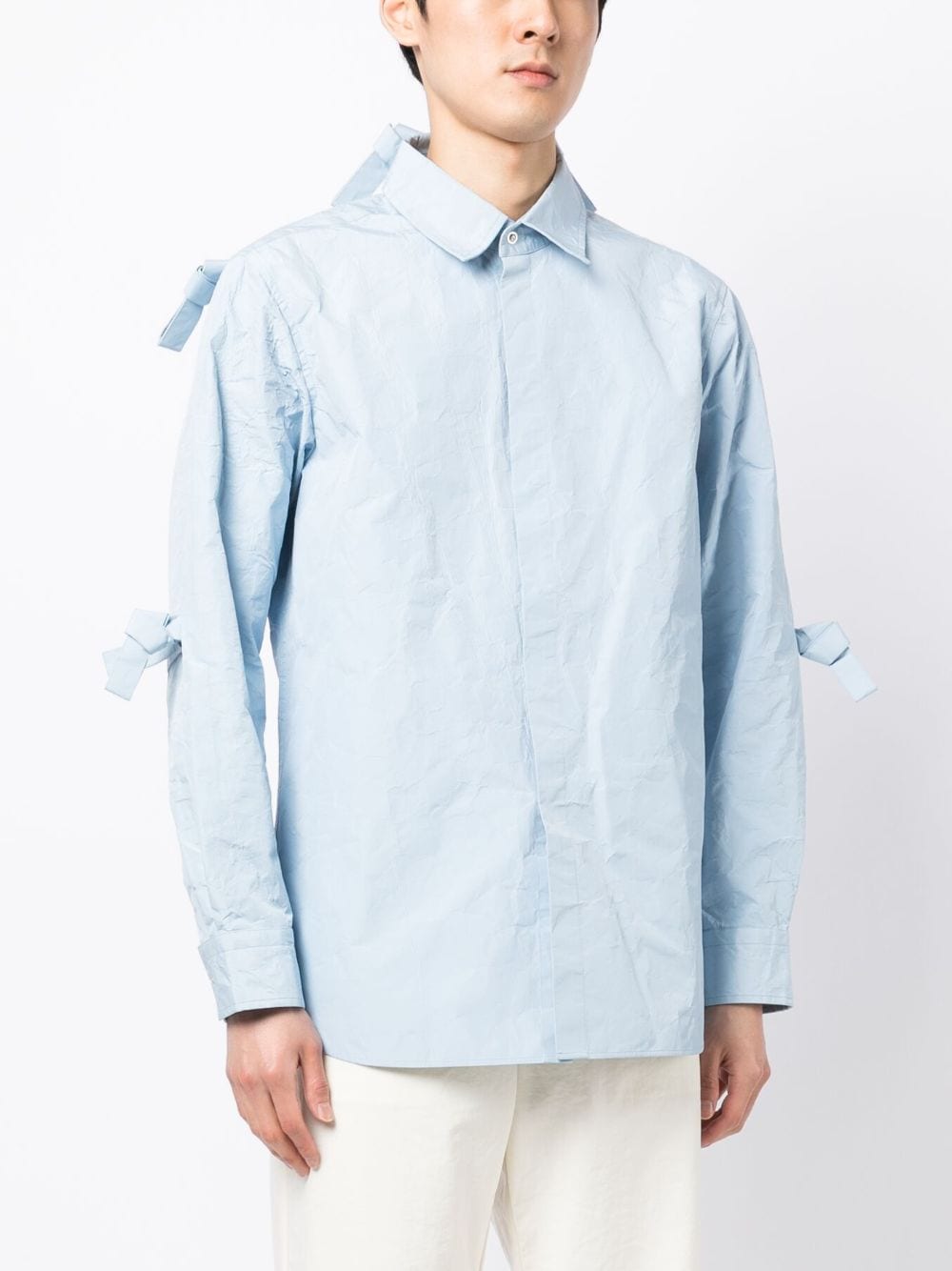 Shop Craig Green Crinkled Long-sleeve Shirt In Blue