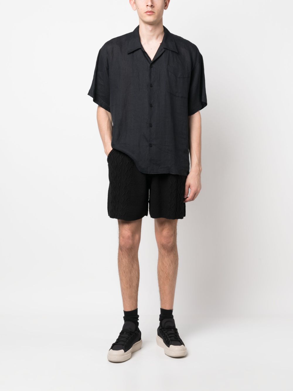 Pleasures Kabelgebreide shorts - Zwart