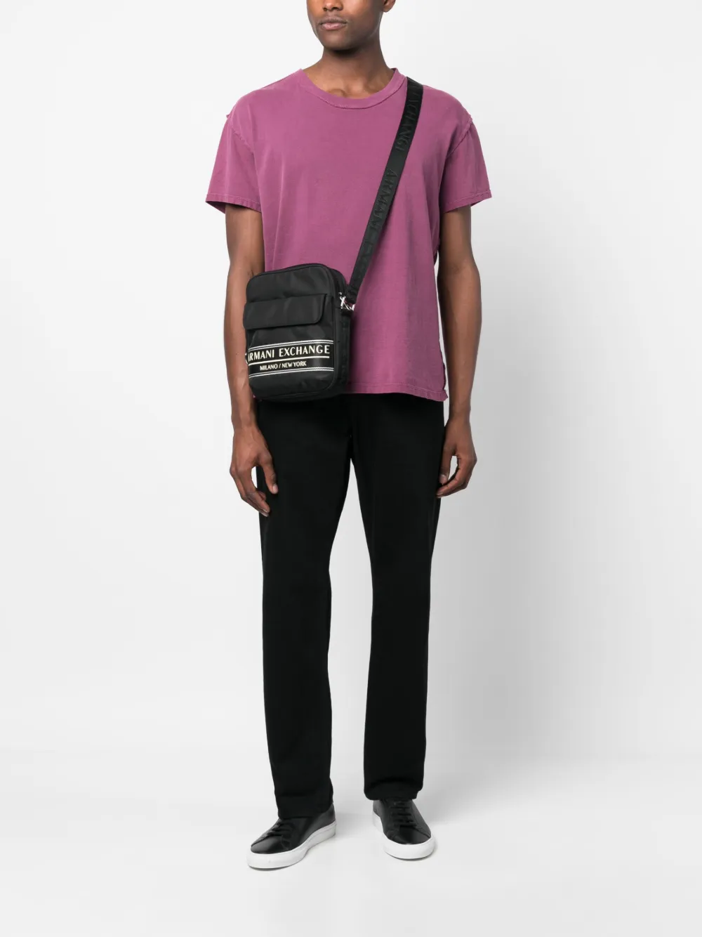 Armani Exchange Messengertas met logoprint - Zwart