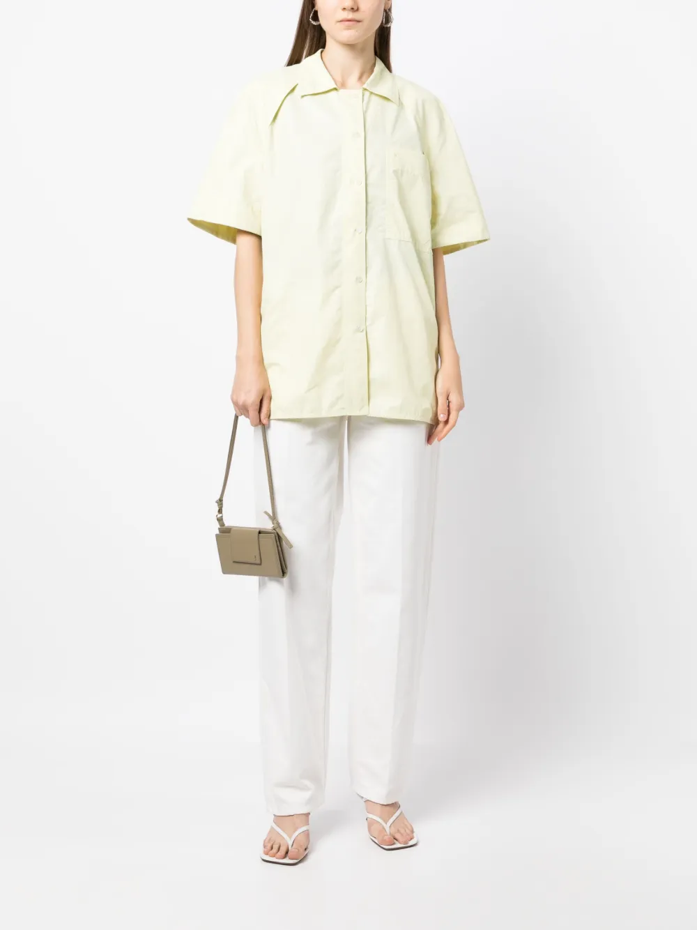 Low Classic Blouse met korte mouwen - Groen