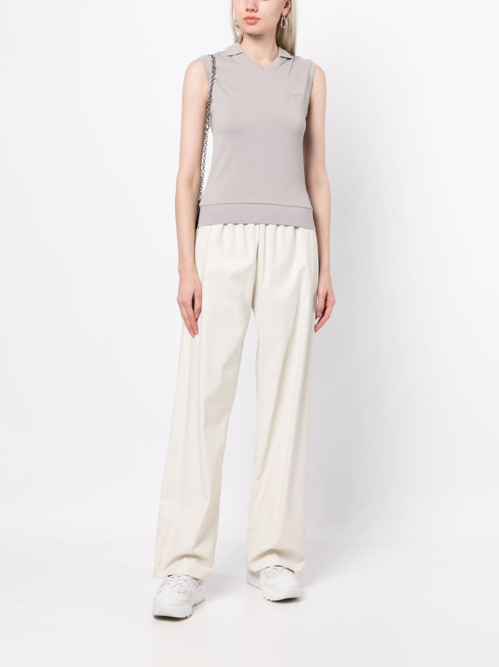 izzue sleeveless ribbed-knit top - Paars