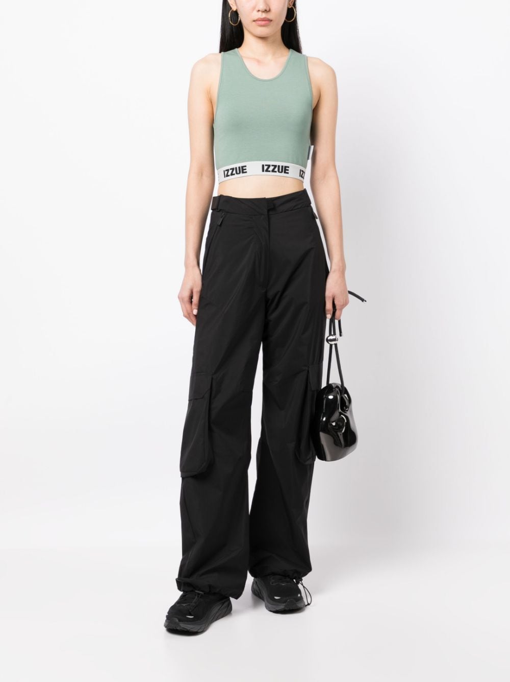 izzue logo-underband crop top - Groen