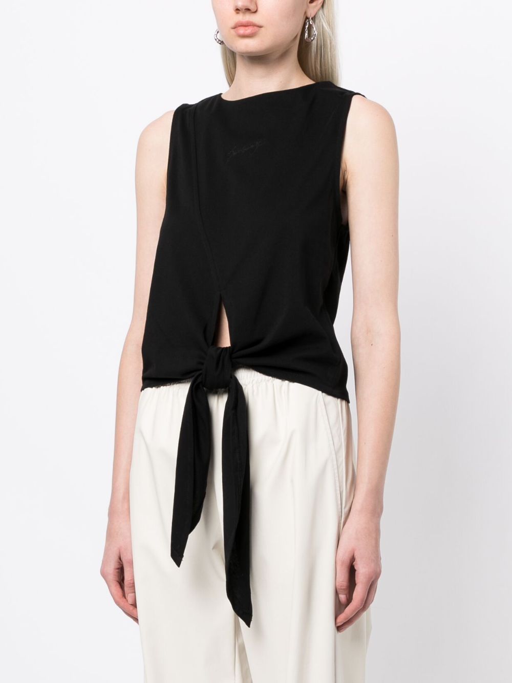 Shop Izzue Knot-detail Cotton Tank Top In Black