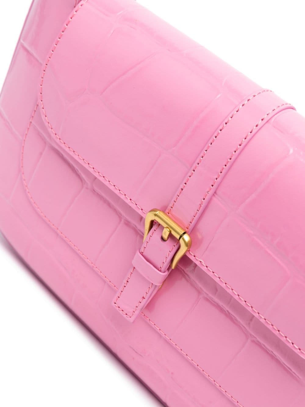 Shop By Far Miranda Crocodile-embossed Shoulder Bag In Pink