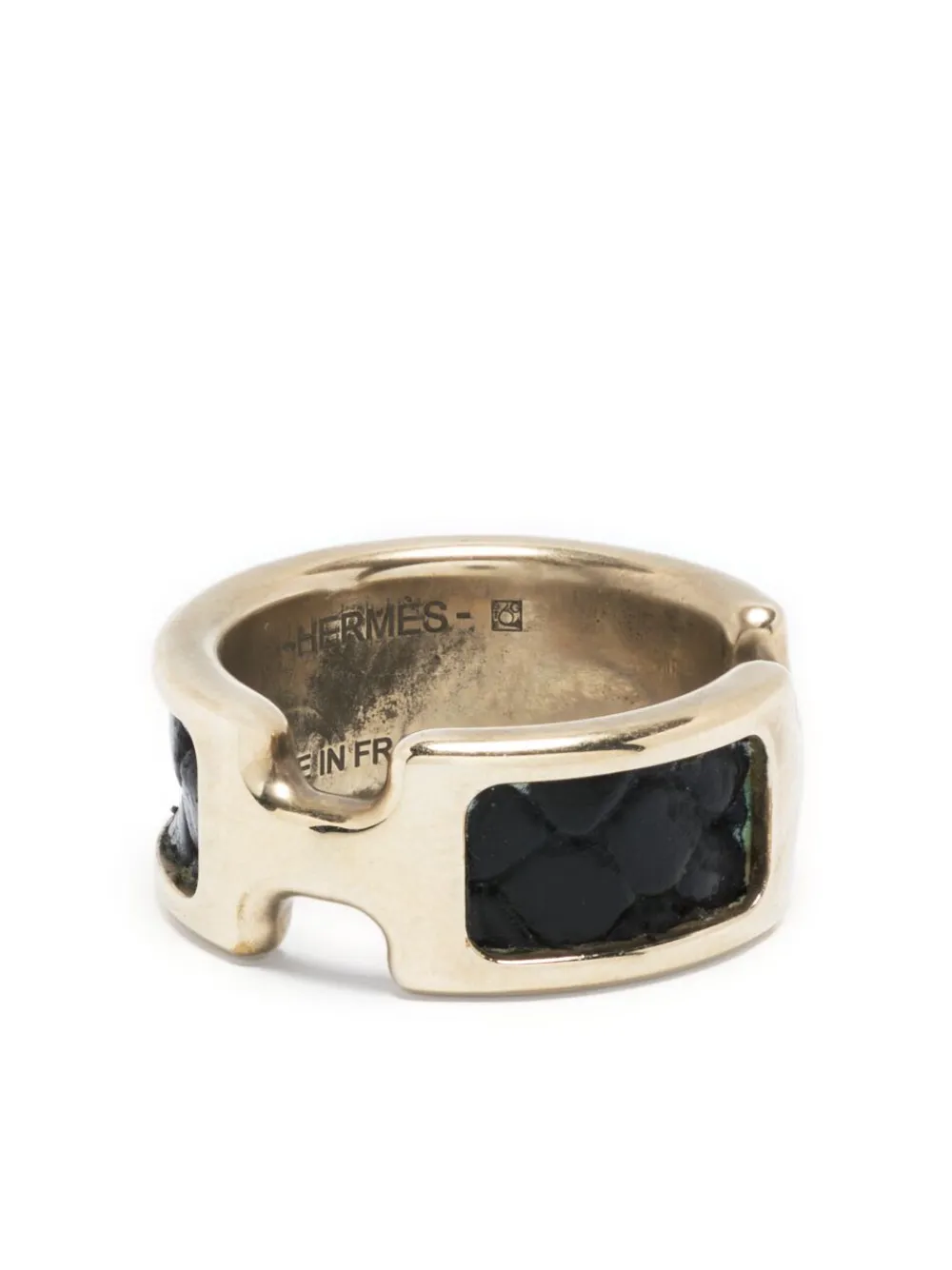 Image 1 of Hermès Pre-Owned 2000s leather-panelled H ring