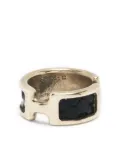 Hermès Pre-Owned 2000s leather-panelled H ring - Silver