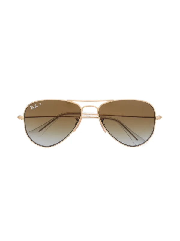 RAY-BAN JUNIOR Aviator Graident Sunglasses Gold FARFETCH IN
