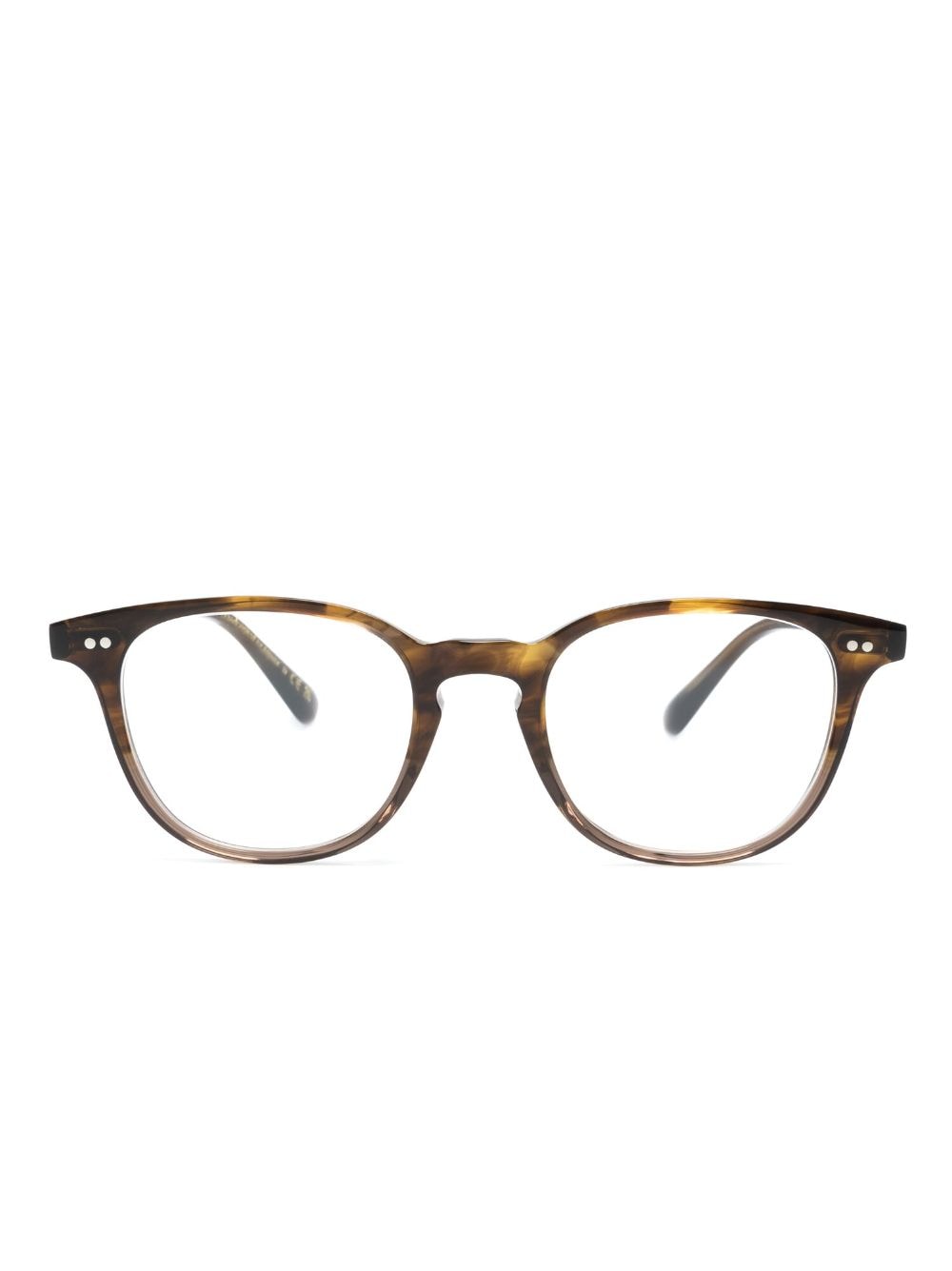 Oliver Peoples Sadao Marbled Round-frame Glasses In Brown