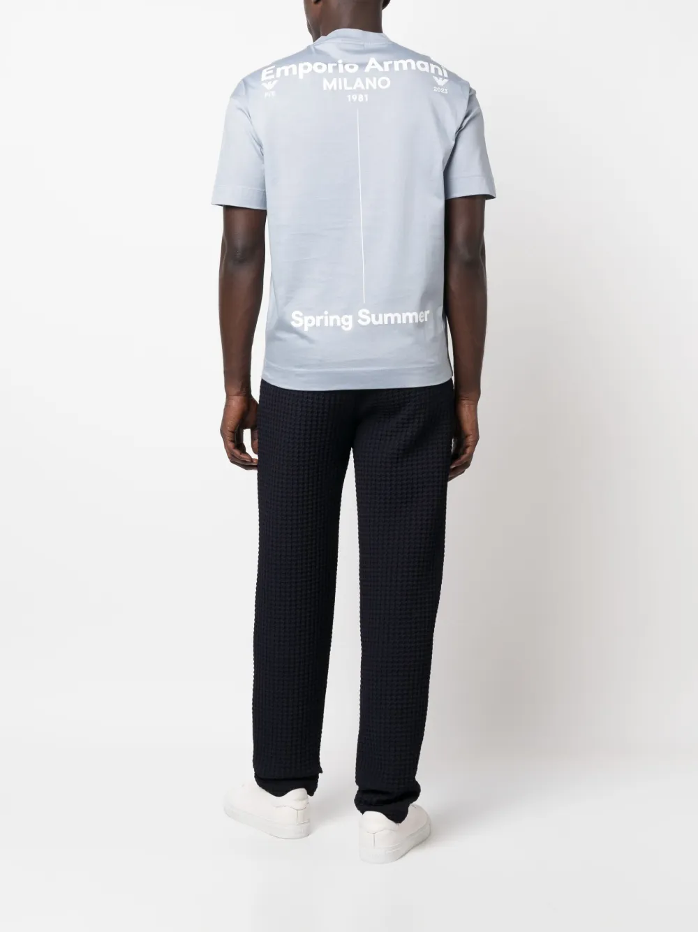 Emporio Armani logo-print cotton T-shirt - Blauw
