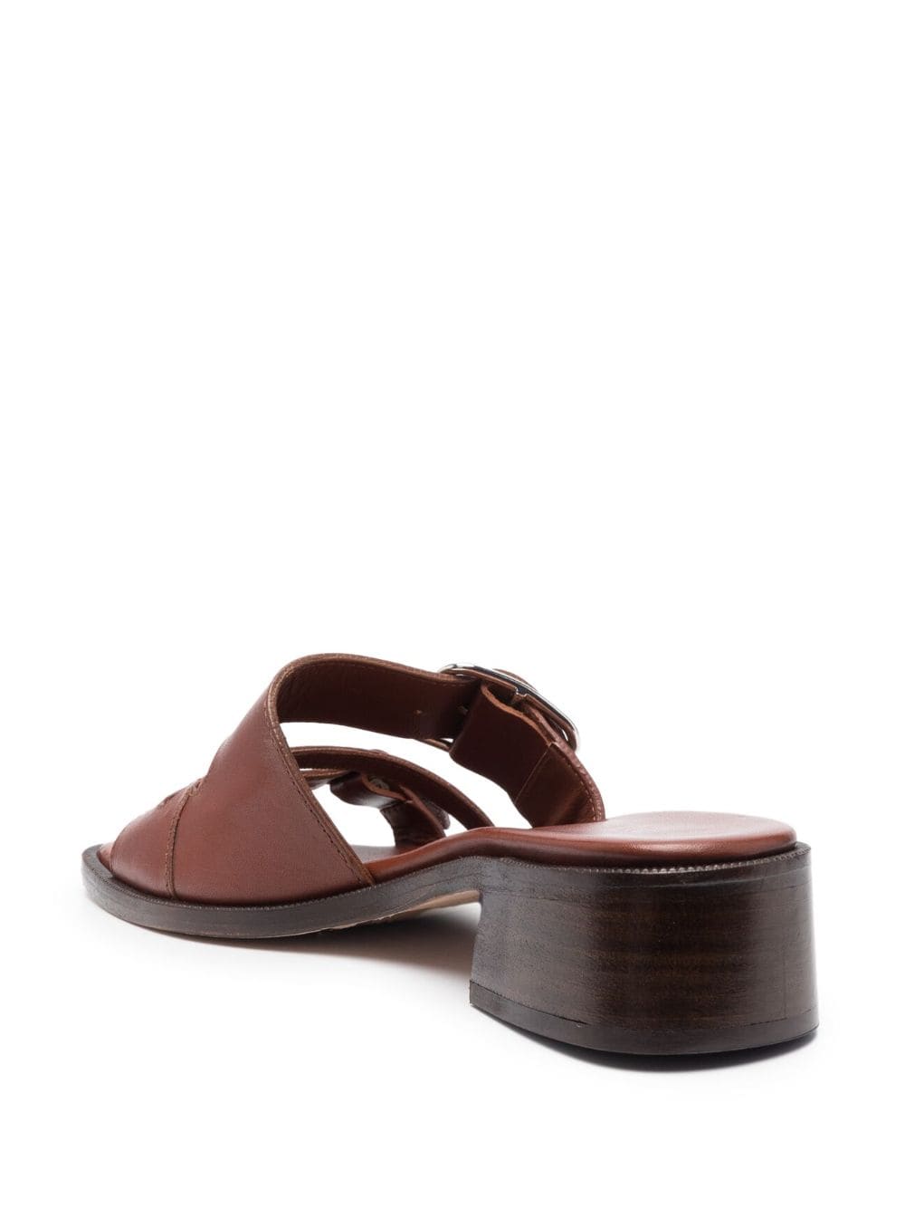 Shop Apc Aly À Talon 50mm Leather Slides In Brown