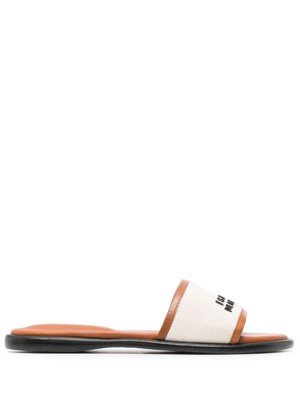 Isabel Marant Vikee Logo-embroidered Canvas And Leather Slides In Powder
