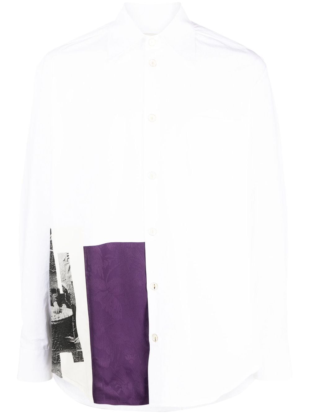 panelled-design cotton shirt