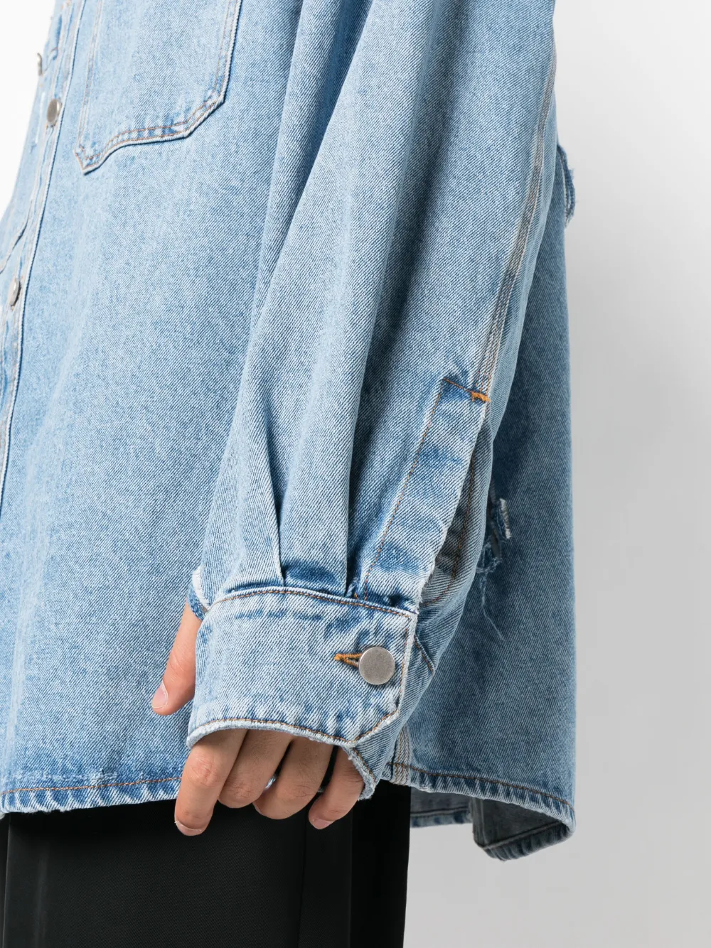 Hed Mayner distressed-effect Denim Shirt | Blue | FARFETCH PL