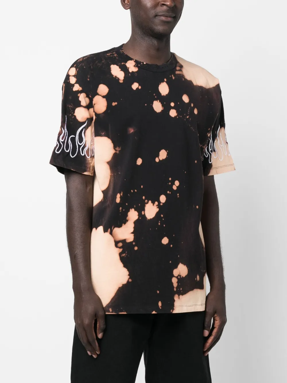 Shop Vision Of Super Tie-dye Cotton T-shirt In Black