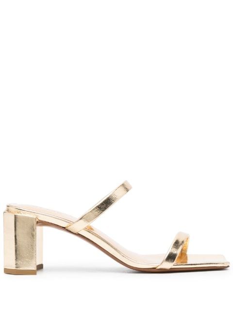BY FAR Tanya 67mm metallic-effect leather mules