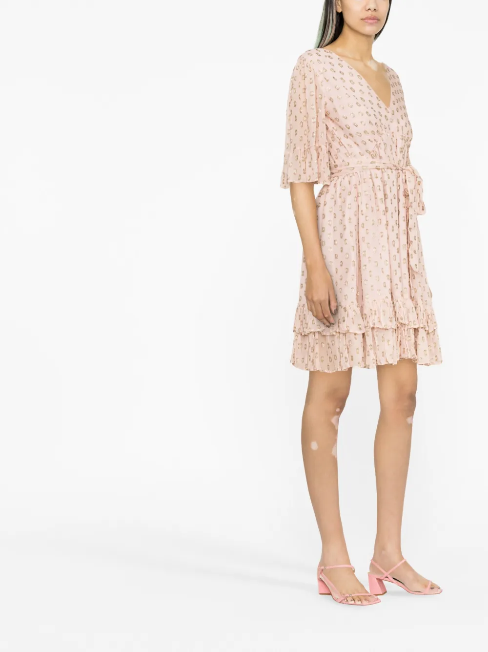 Twinset Graphic-print Flared Midi Dress In Pink