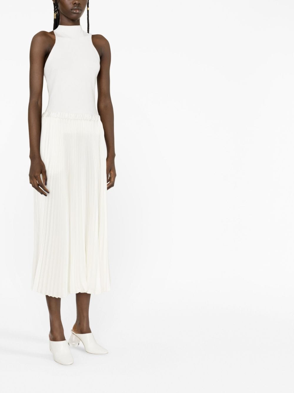 Shop Jil Sander Pleated Mid-length Skirt In White